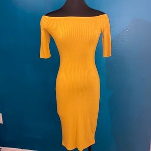 Mustard Yellow Off the Shoulder dress